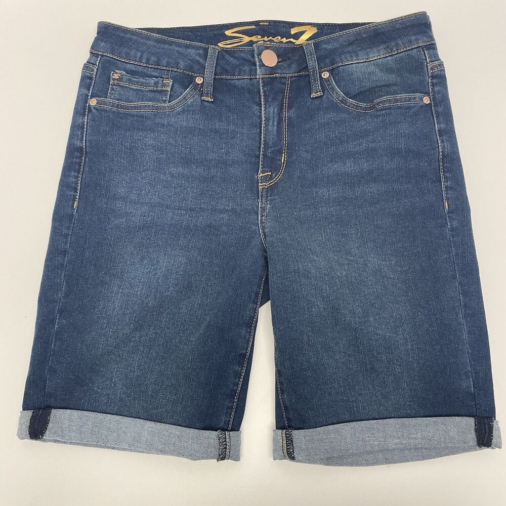 Seven 7 Denim Sunset Bermuda Shorts Medium Wash Women’s Size 8